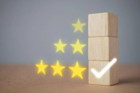 Evaluation and satisfaction concept. Choose the best item that has three star Stock Photos