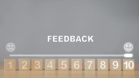 Evaluation and satisfaction concept. Feedback level from 1 to 10. Close up sh Stock Photos