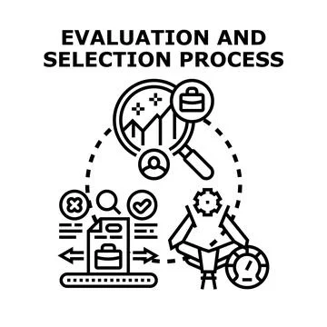 Evaluation and selection process strategy flat icon concept Stock Illustration