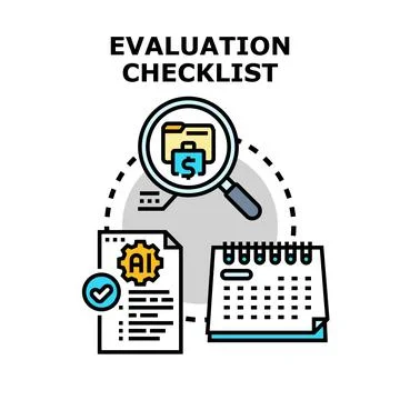 Evaluation checklist analyzing business performance and planning tasks Stock Illustration
