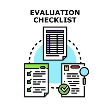 Evaluation checklist document inspecting business compliance report 스톡 일러스트