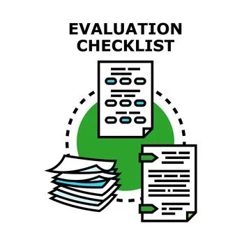 Evaluation checklist document process analyzing tasks and reports Stock Illustration