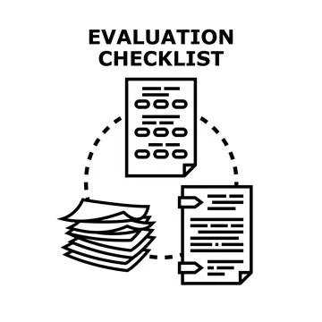 Evaluation checklist document process analyzing tasks and reports Stock Illustration