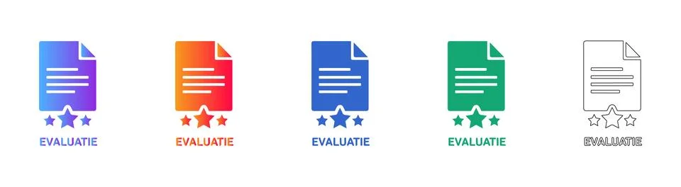 Evaluation Document Review Icons Set Illustrazione stock