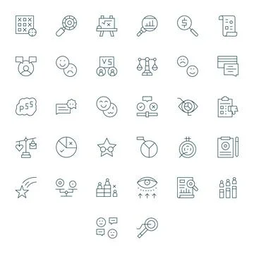 Evaluation Exclusive Vector Set featuring 32 Thin Line Editable 256x256 Icons Ilustração Stock