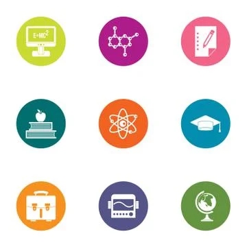 Evaluation icons set, flat style Stock Illustration