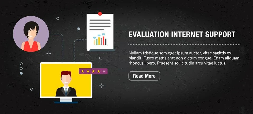 Evaluation internet support, banner internet with icons in vector. Stock Illustration