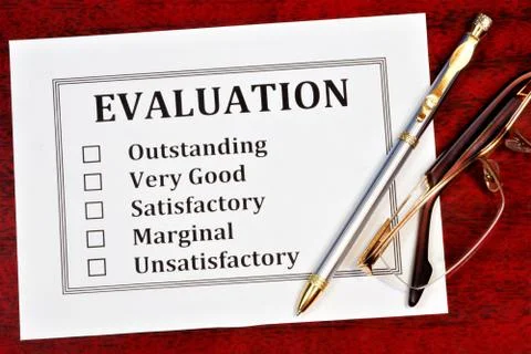 Evaluation list-determination of compliance with the level of knowledge Stock Photos