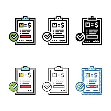 Evaluation multistyle and contract color icon vector Stock Illustration