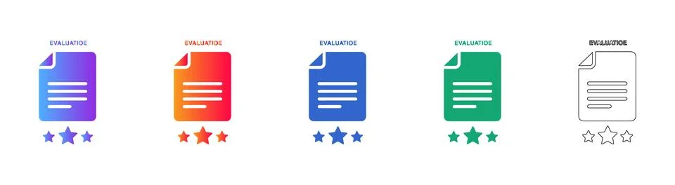 Evaluation Rating Document Icons Set Stock Illustration