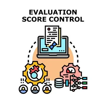 Evaluation score control system performance measuring data Illustrazione stock
