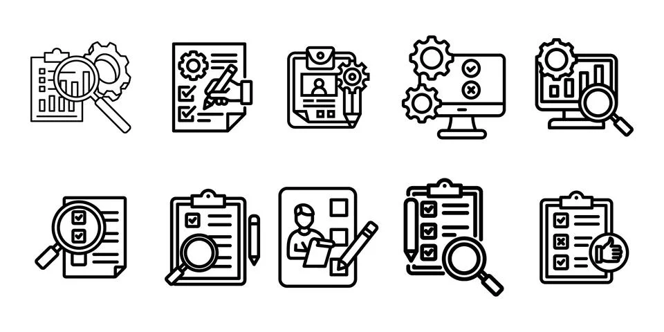 Evaluation thin line icon set vector on white background Stock Illustration