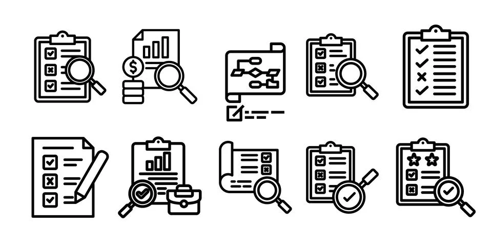 Evaluation thin line icon set vector Stock Illustration