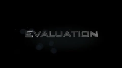 Evaluation title metal text on black alpha channel background Stock Footage 296268929