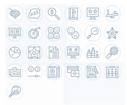 Evaluation Vector Icon Arsenal with 25 256x256 Regular Line Pixel Optimized.. Stock Illustration