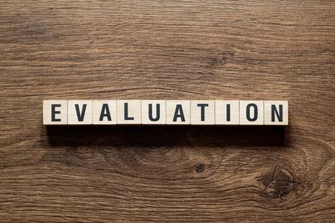Evaluation - word concept on building blocks, text Stock Photos