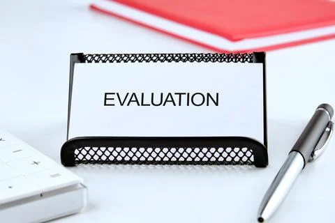 EVALUATION word. Learning, improvement, planning and development business Stock Photos