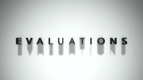 Evaluations 3D title animation matte black text on a white background Stock Footage 300717023