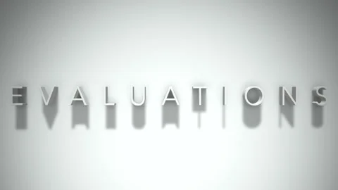 Evaluations 3D title animation with shadows on a white background Stock Footage 296518535