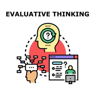 Evaluative thinking process analyzing data for assessment 库存插图