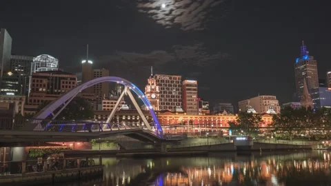 Evan Walker Bridge Time Lapse, Yarra River, Melbourne, Victoria, Australia Stock Footage 131089642