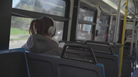EVANSTON, USA – JANUARY 12, 2026: Passenger on a City Bus Stock Footage 346741853
