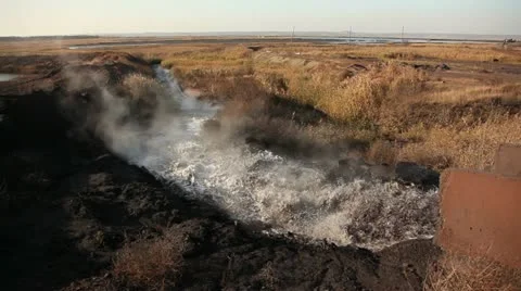 Evaporating wastewater. Stock Footage 12463543