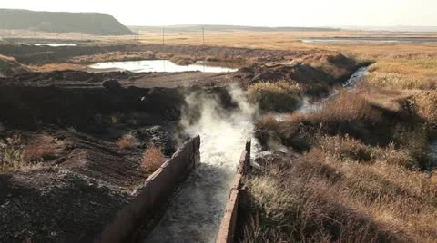 Evaporating wastewater. Stock Footage 12512696