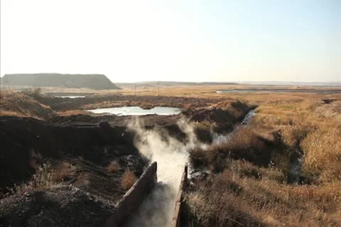 Evaporating wastewater. Stock Footage 12513598