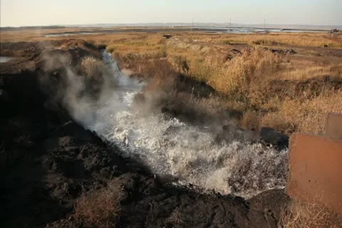Evaporating wastewater. Stock Footage 12513728