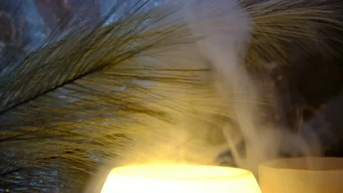 Evaporation from diffuser and aroma lamp. Stock Footage 181092584