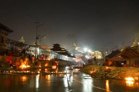  Eve of Bala Chaturdashi festival in Nepal Long exposure shot of the Pashu... Stock Photos