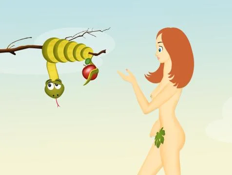 Eve with the fruit of sin Stock Illustration