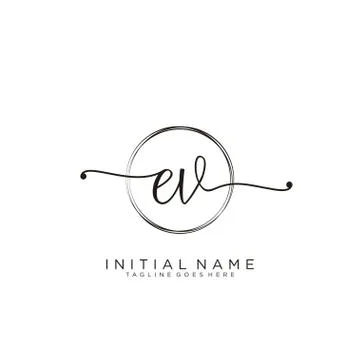 EVE Initial handwriting logo with circle template vector Stock Illustration