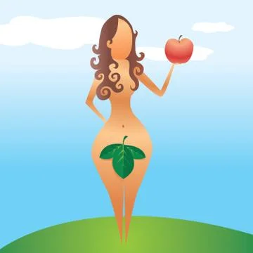 Eve offering an apple Illustrazione stock