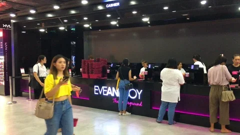 Eveandboy cosmetics store in Siam Square One, Bangkok Stock Footage 93282995
