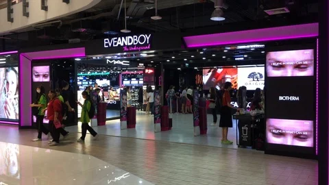 Eveandboy cosmetics store in Siam Stock Video Pond5