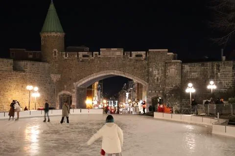 Evening activities in winter Stock Photos