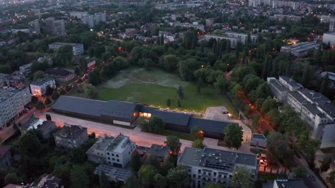 Evening aerial view of modern public swimming pool in Cracow, Poland 库存影片 315951663