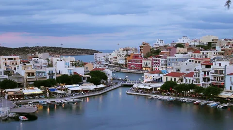 Evening Agios Nikolaos Stock Footage 32409886