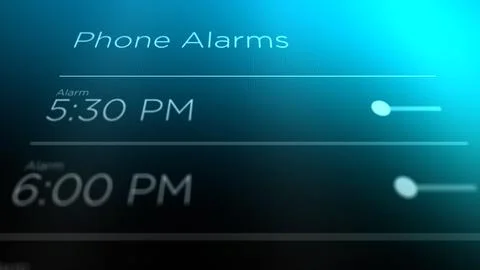 Evening Alarms on a Digital Phone Screen 2 10 Stock Illustration