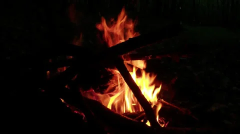 Evening and evening fire in the mountain forest Stock Footage 38055755
