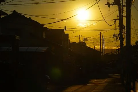 Evening and a utility pole Stock Photos