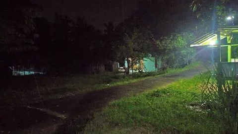 Evening atmosphere in front of the house 스톡 사진