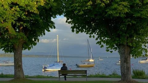 Evening atmosphere at Lake Starnberg Stock Footage 345082197