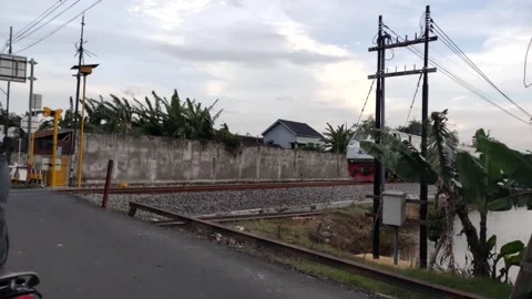 Evening atmosphere at the railroad gate Stock Footage 220011271