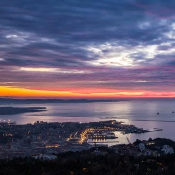 Evening in the bay of Trieste Stock Photos