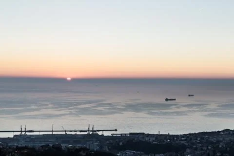Evening in the bay of Trieste Stock Photos