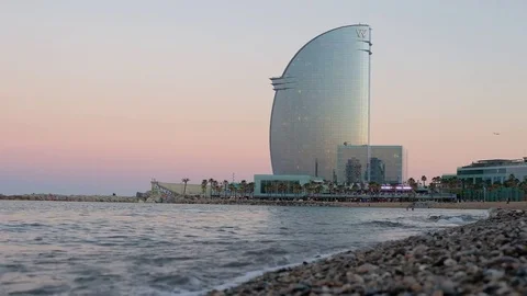 Evening beach of Barcelona Stock Footage 78394211