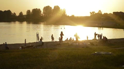 Evening beach on the lake Video stock 90400340